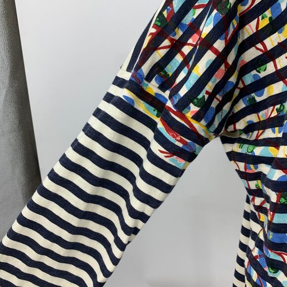 J Crew Michael De Feo Tee Womens M Floral Striped Wearable Art Drop Shoulders - Picture 4 of 14